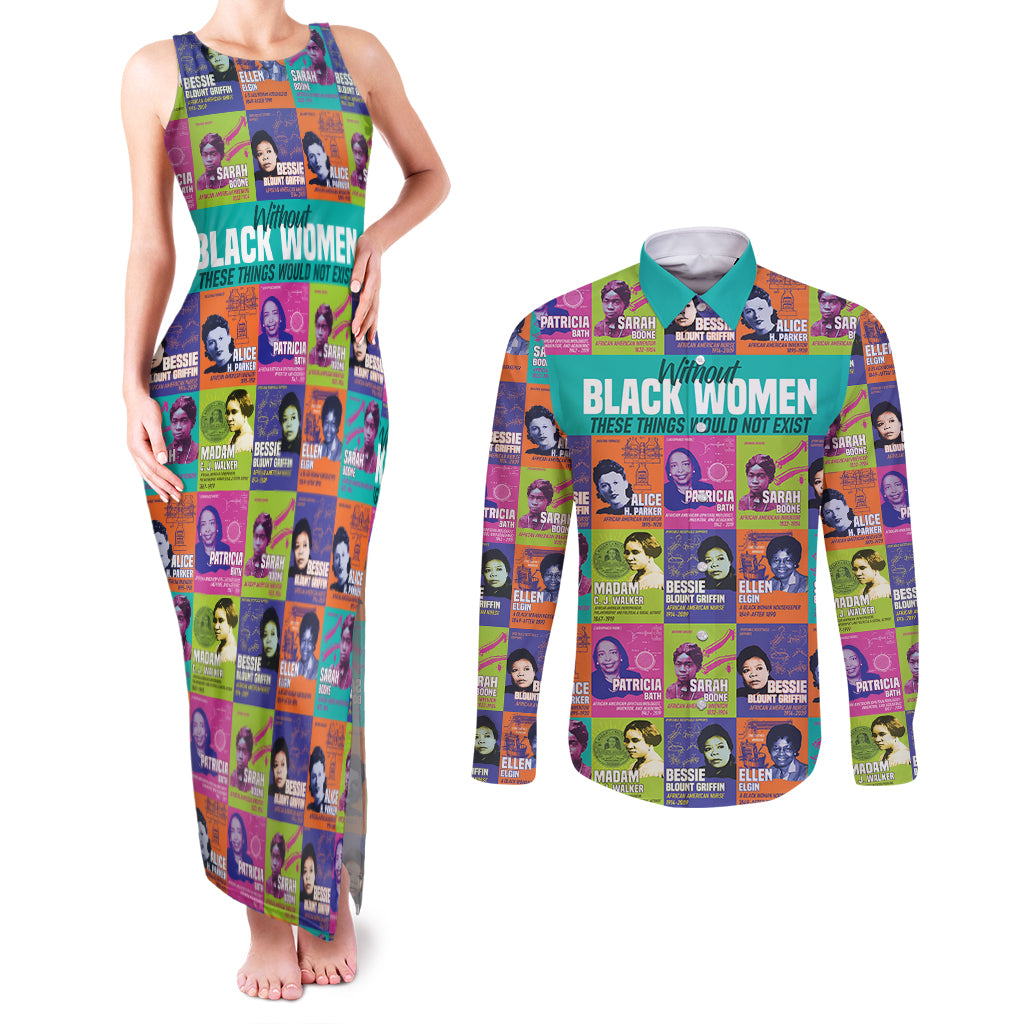 African Women Inventors Couples Matching Tank Maxi Dress and Long Sleeve Button Shirts Without Black Women These Things Would Not Exist - Wonder Print Shop