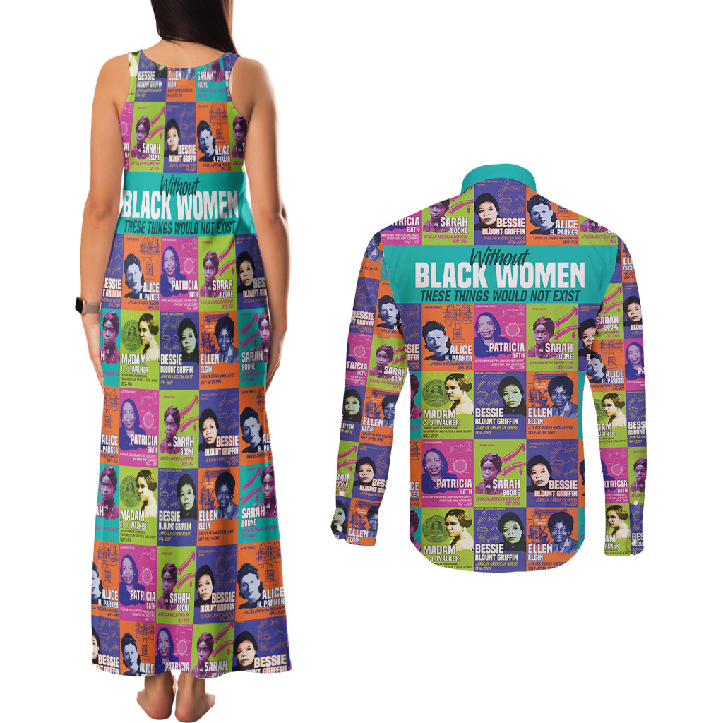 African Women Inventors Couples Matching Tank Maxi Dress and Long Sleeve Button Shirts Without Black Women These Things Would Not Exist - Wonder Print Shop