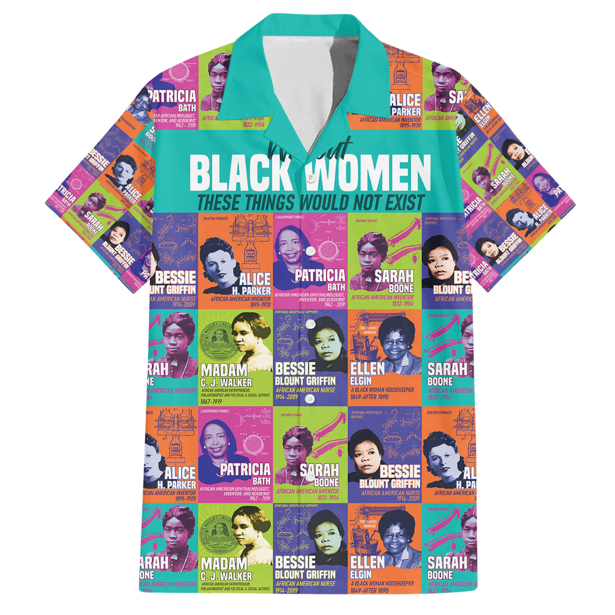African Women Inventors Family Matching Short Sleeve Bodycon Dress and Hawaiian Shirt Without Black Women These Things Would Not Exist - Wonder Print Shop