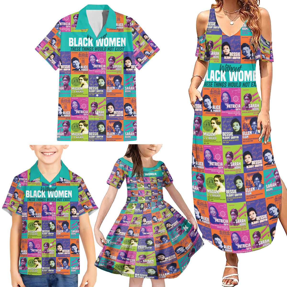 African Women Inventors Family Matching Summer Maxi Dress and Hawaiian Shirt Without Black Women These Things Would Not Exist - Wonder Print Shop