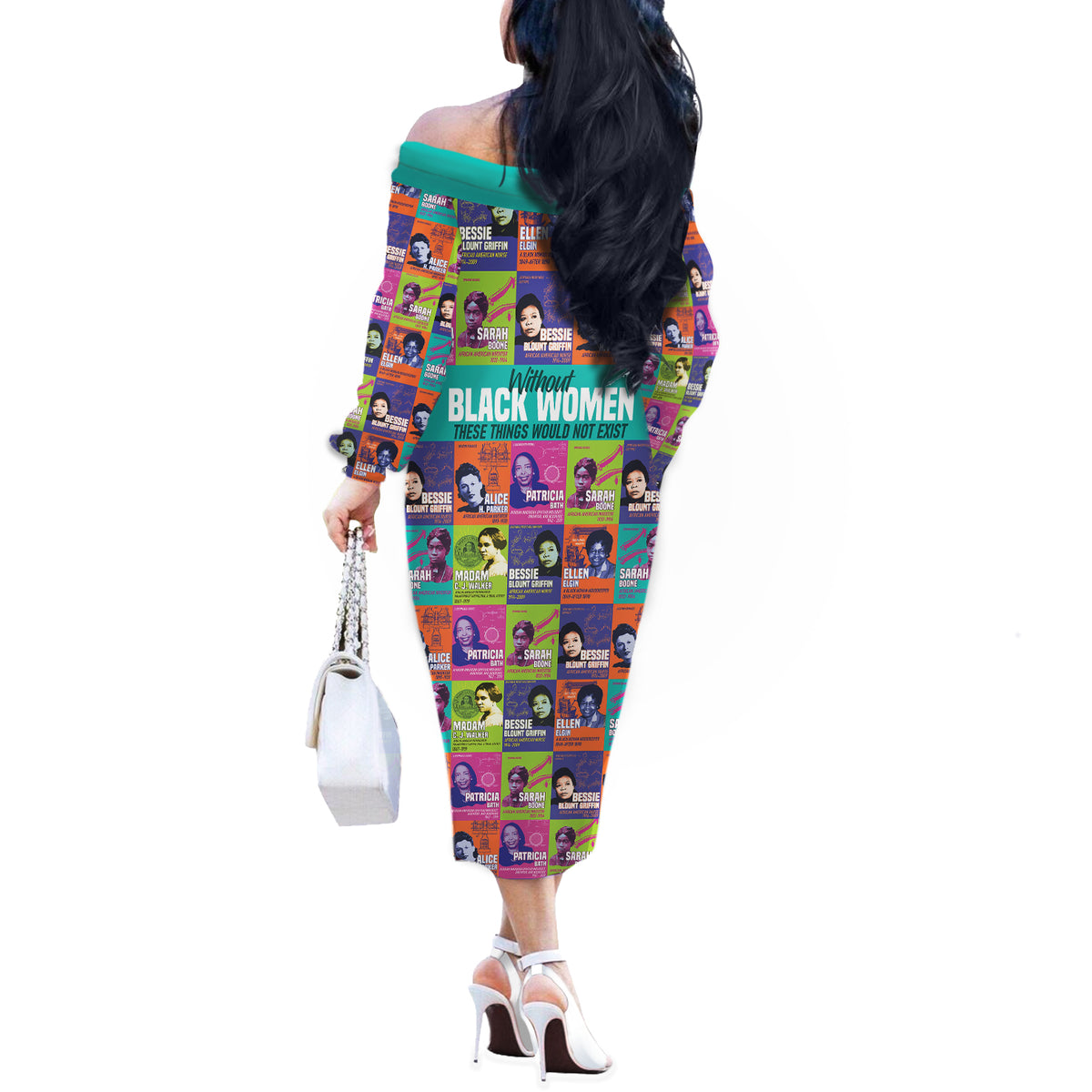 African Women Inventors Off The Shoulder Long Sleeve Dress Without Black Women These Things Would Not Exist - Wonder Print Shop