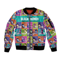 African Women Inventors Sleeve Zip Bomber Jacket Without Black Women These Things Would Not Exist - Wonder Print Shop