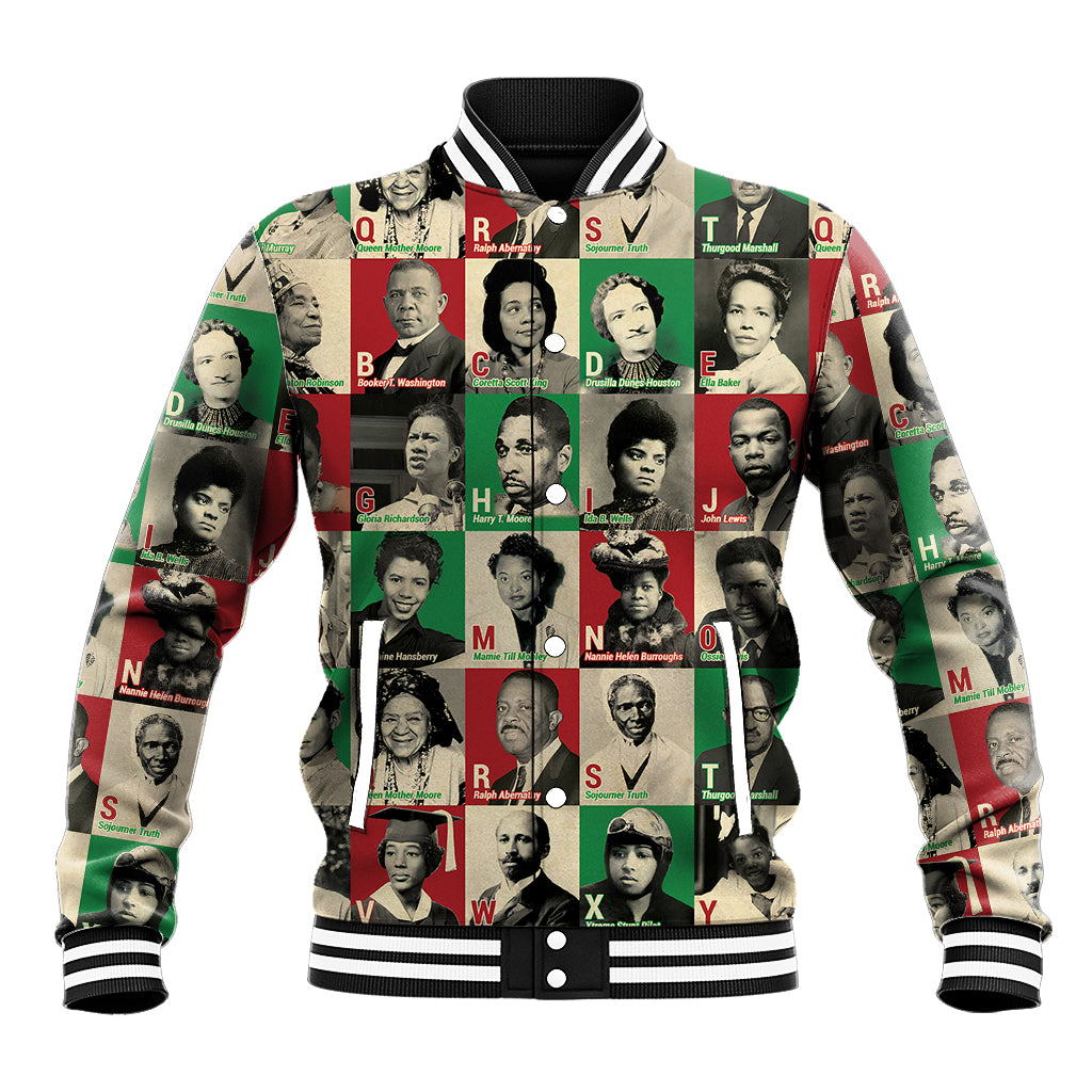 A To Z Of Black Heroes Baseball Jacket Civil Rights Leaders - Wonder Print Shop