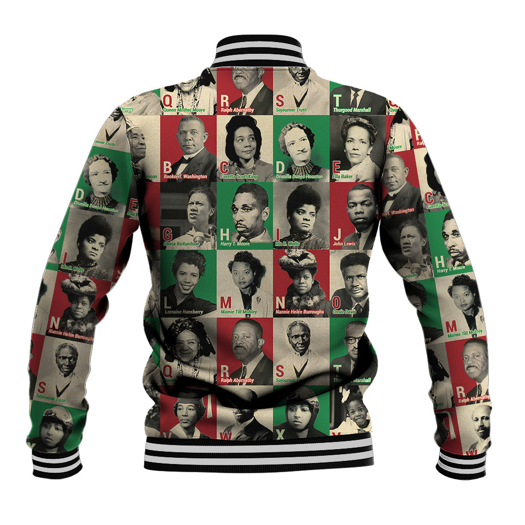 A To Z Of Black Heroes Baseball Jacket Civil Rights Leaders - Wonder Print Shop