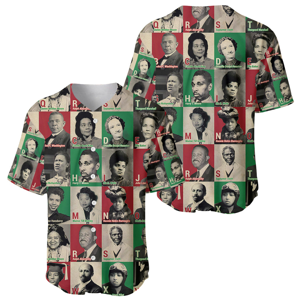 A To Z Of Black Heroes Baseball Jersey Civil Rights Leaders - Wonder Print Shop