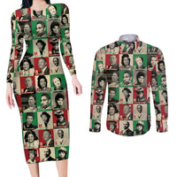 A To Z Of Black Heroes Couples Matching Long Sleeve Bodycon Dress and Long Sleeve Button Shirts Civil Rights Leaders - Wonder Print Shop
