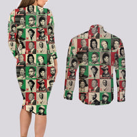 A To Z Of Black Heroes Couples Matching Long Sleeve Bodycon Dress and Long Sleeve Button Shirts Civil Rights Leaders - Wonder Print Shop