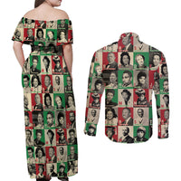 A To Z Of Black Heroes Couples Matching Off Shoulder Maxi Dress and Long Sleeve Button Shirts Civil Rights Leaders - Wonder Print Shop