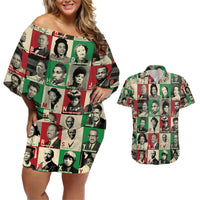 A To Z Of Black Heroes Couples Matching Off Shoulder Short Dress and Hawaiian Shirt Civil Rights Leaders - Wonder Print Shop