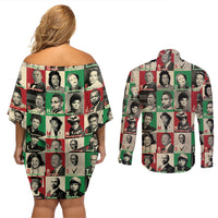 A To Z Of Black Heroes Couples Matching Off Shoulder Short Dress and Long Sleeve Button Shirts Civil Rights Leaders - Wonder Print Shop