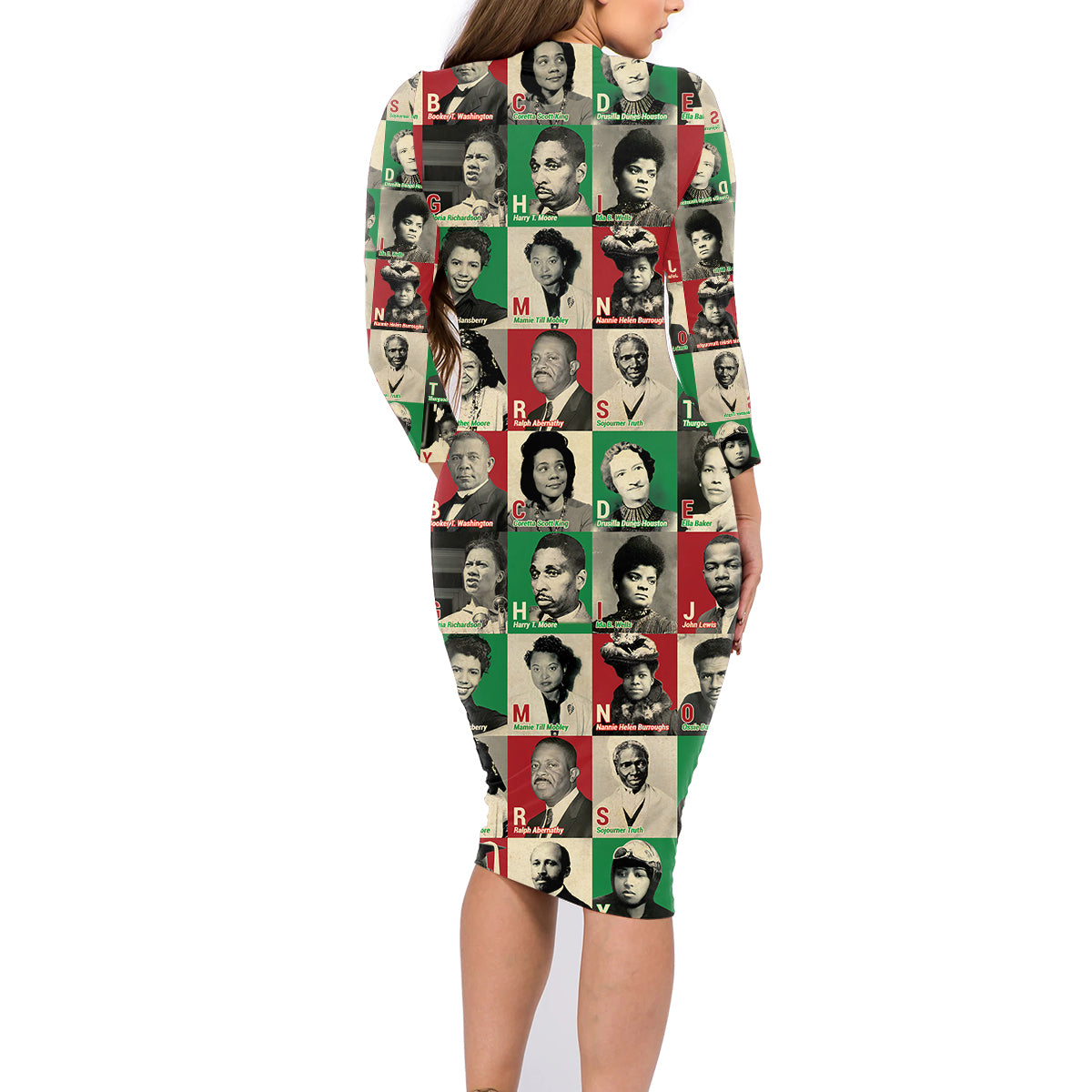 A To Z Of Black Heroes Family Matching Long Sleeve Bodycon Dress and Hawaiian Shirt Civil Rights Leaders - Wonder Print Shop