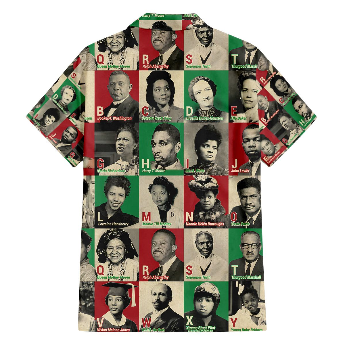 A To Z Of Black Heroes Family Matching Off Shoulder Maxi Dress and Hawaiian Shirt Civil Rights Leaders - Wonder Print Shop