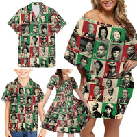 A To Z Of Black Heroes Family Matching Off Shoulder Short Dress and Hawaiian Shirt Civil Rights Leaders - Wonder Print Shop