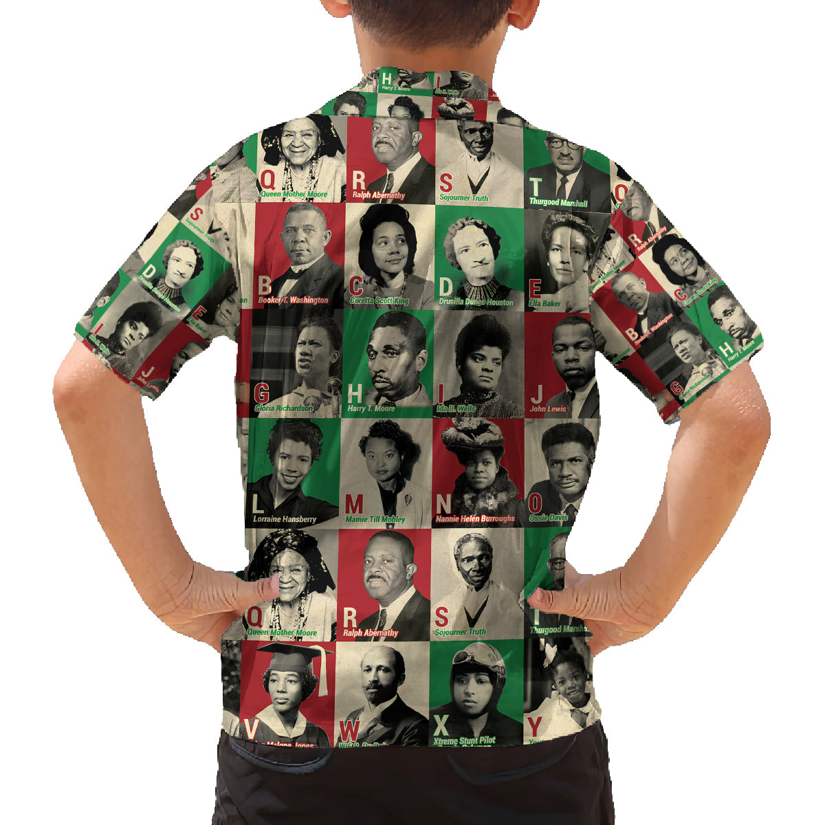 A To Z Of Black Heroes Family Matching Puletasi Dress and Hawaiian Shirt Civil Rights Leaders - Wonder Print Shop