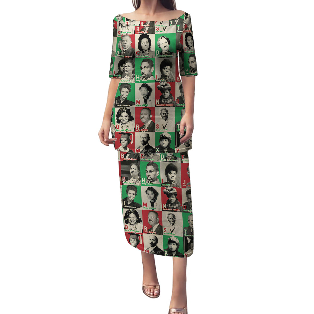 A To Z Of Black Heroes Family Matching Puletasi Dress and Hawaiian Shirt Civil Rights Leaders - Wonder Print Shop