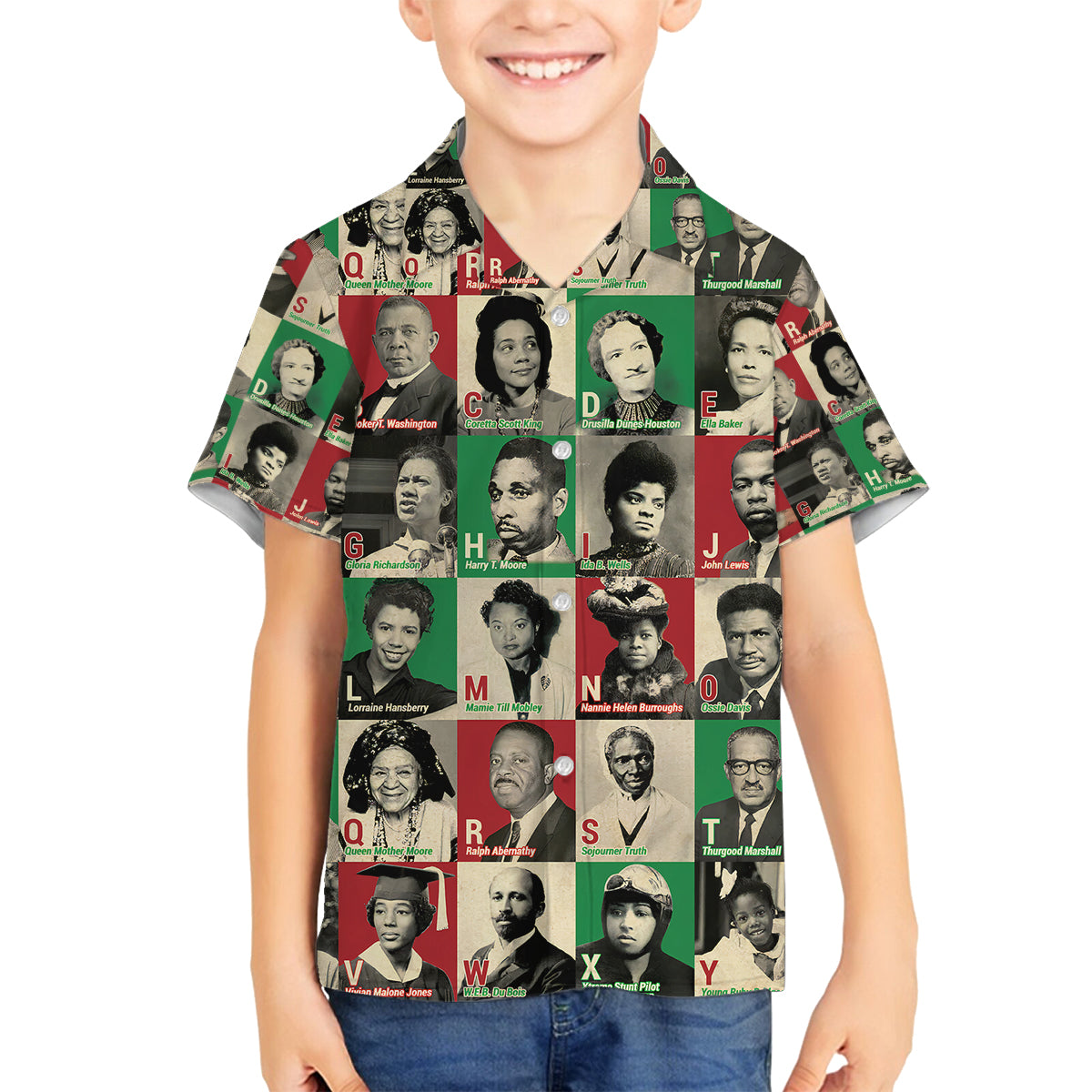 A To Z Of Black Heroes Family Matching Summer Maxi Dress and Hawaiian Shirt Civil Rights Leaders - Wonder Print Shop