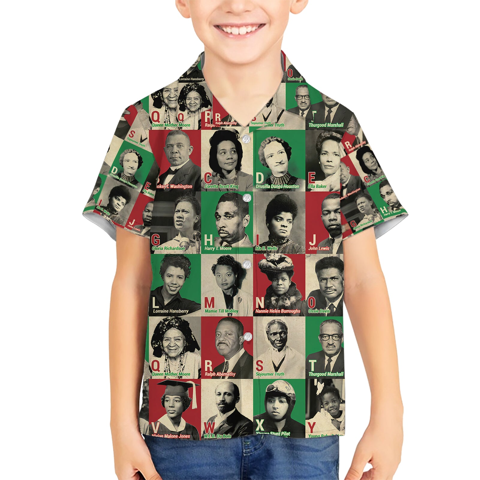 A To Z Of Black Heroes Kid Hawaiian Shirt Civil Rights Leaders - Wonder Print Shop