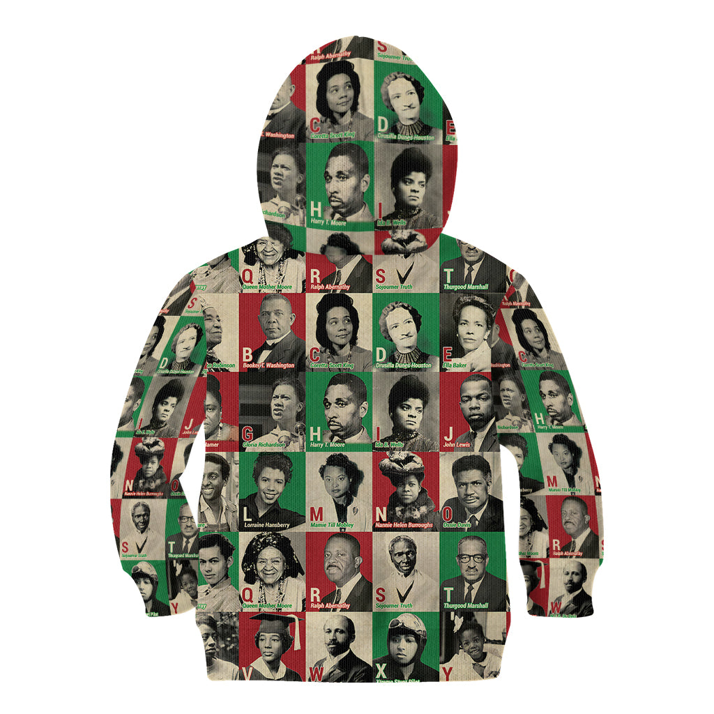 A To Z Of Black Heroes Kid Hoodie Civil Rights Leaders - Wonder Print Shop