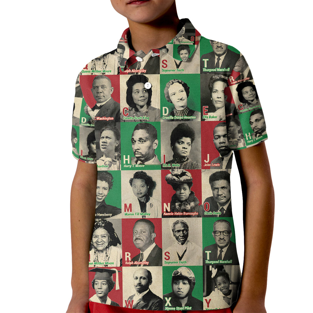 A To Z Of Black Heroes Kid Polo Shirt Civil Rights Leaders - Wonder Print Shop