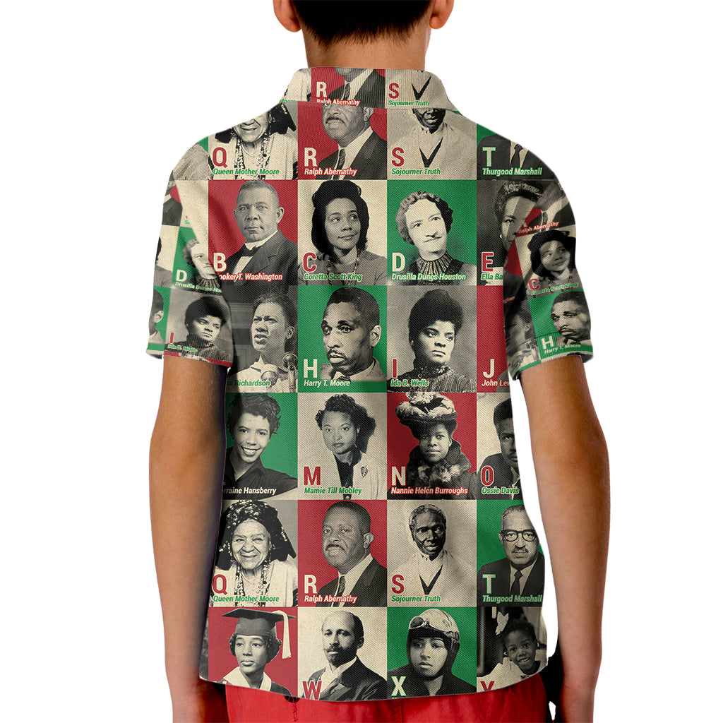 A To Z Of Black Heroes Kid Polo Shirt Civil Rights Leaders - Wonder Print Shop