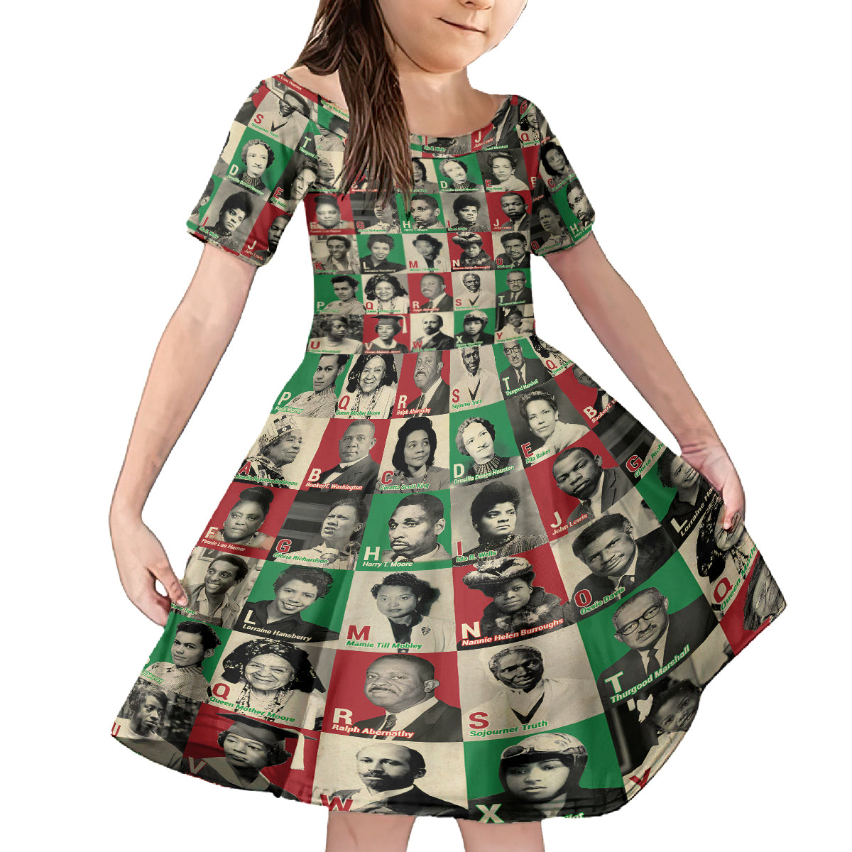 A To Z Of Black Heroes Kid Short Sleeve Dress Civil Rights Leaders - Wonder Print Shop