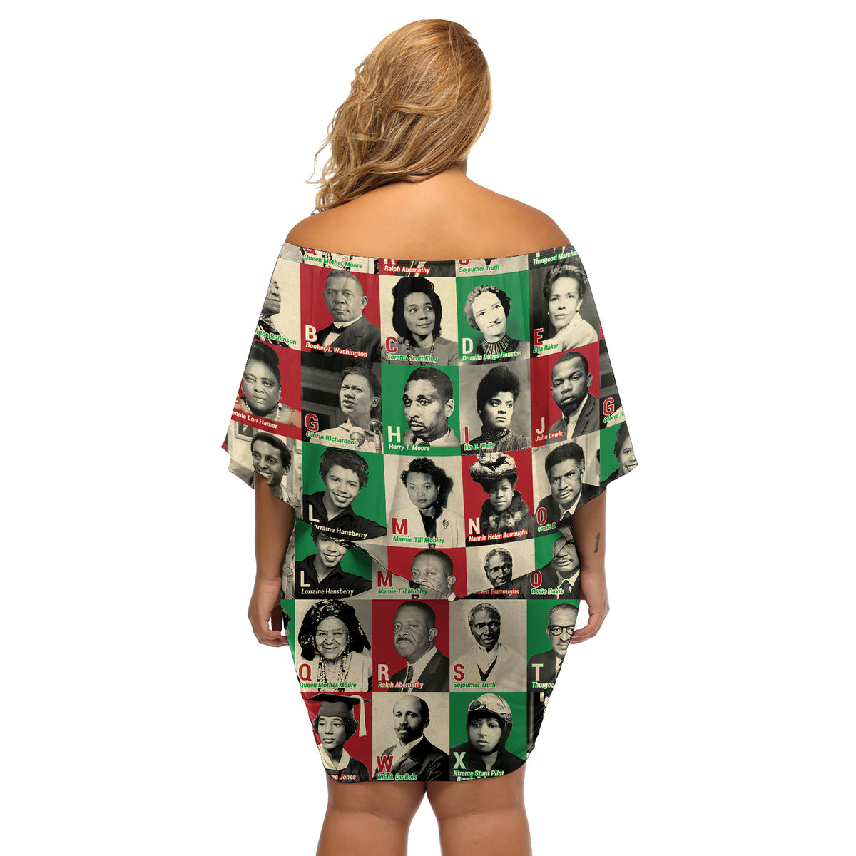 A To Z Of Black Heroes Off Shoulder Short Dress Civil Rights Leaders - Wonder Print Shop