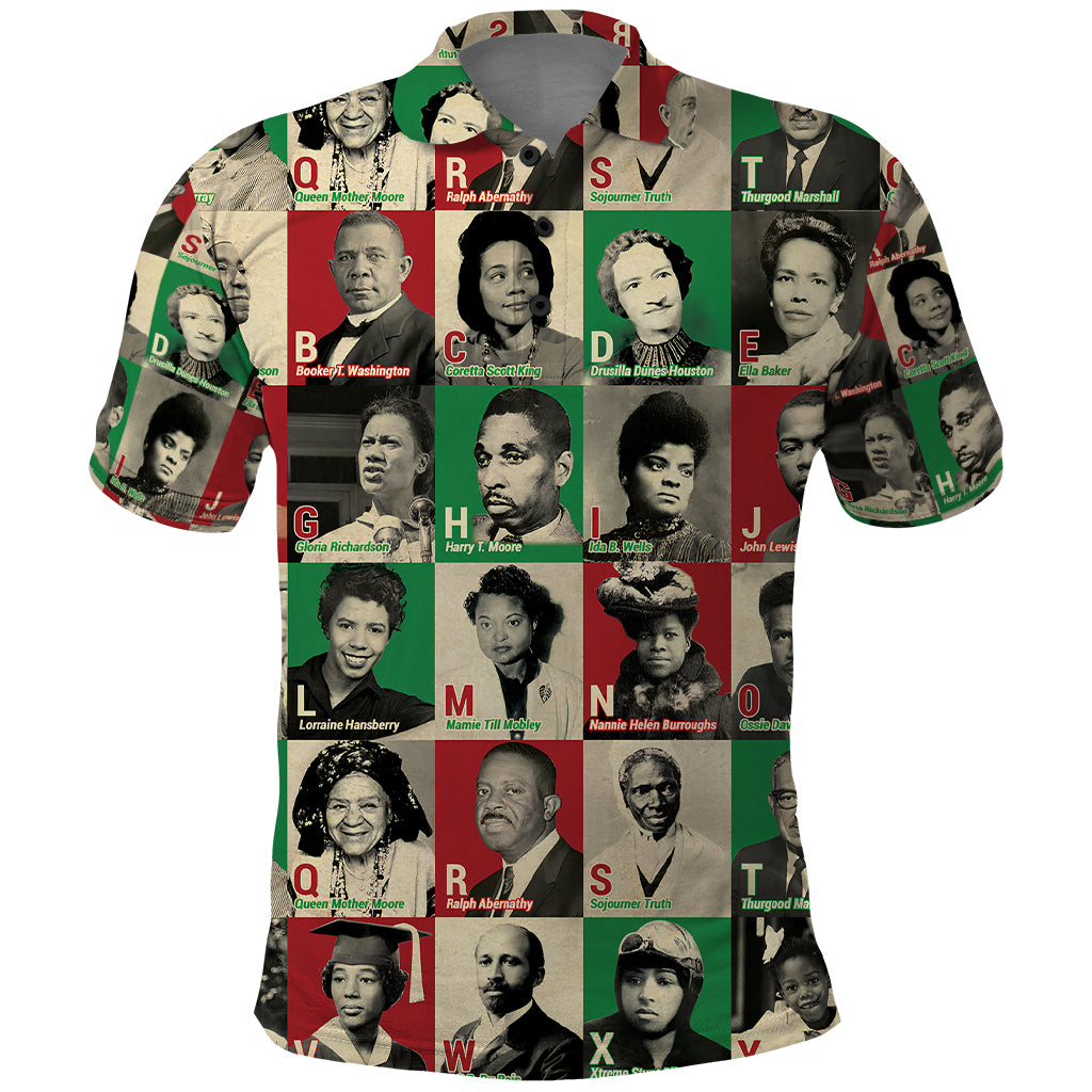 A To Z Of Black Heroes Polo Shirt Civil Rights Leaders - Wonder Print Shop
