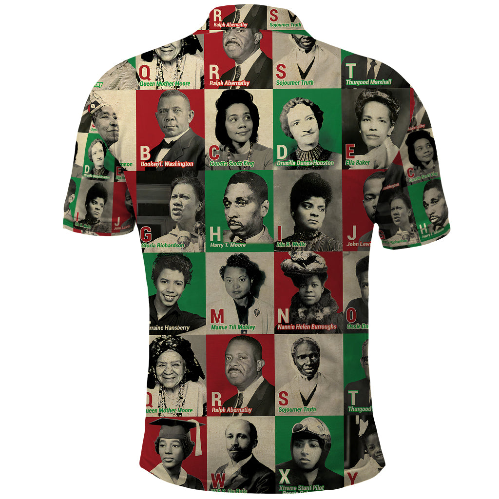 A To Z Of Black Heroes Polo Shirt Civil Rights Leaders - Wonder Print Shop