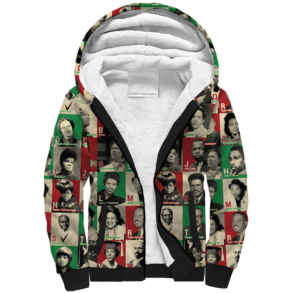 A To Z Of Black Heroes Sherpa Hoodie Civil Rights Leaders - Wonder Print Shop