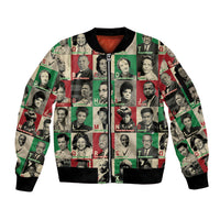 A To Z Of Black Heroes Sleeve Zip Bomber Jacket Civil Rights Leaders - Wonder Print Shop