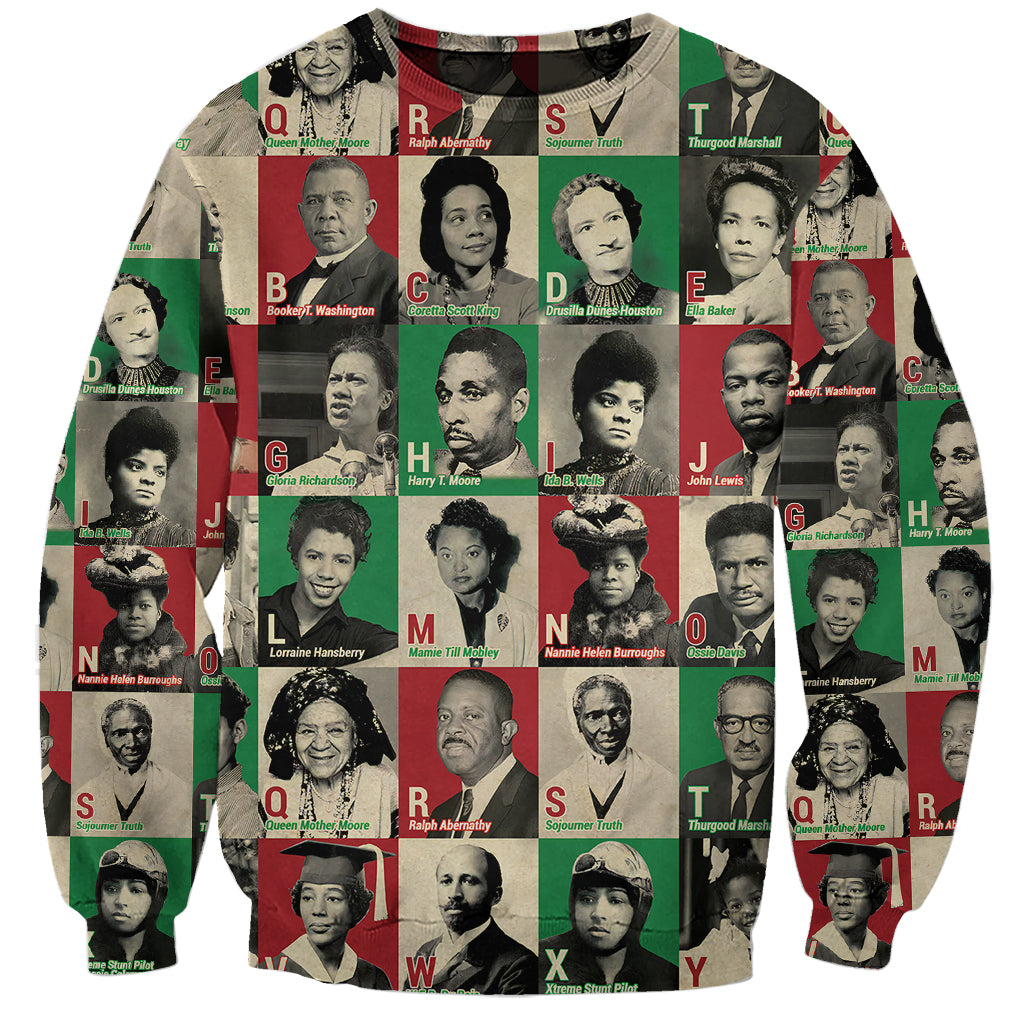 A To Z Of Black Heroes Sweatshirt Civil Rights Leaders - Wonder Print Shop