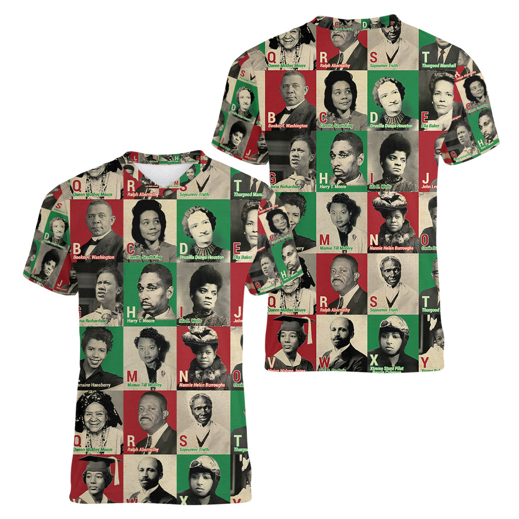 A To Z Of Black Heroes Women V Neck T Shirt Civil Rights Leaders - Wonder Print Shop
