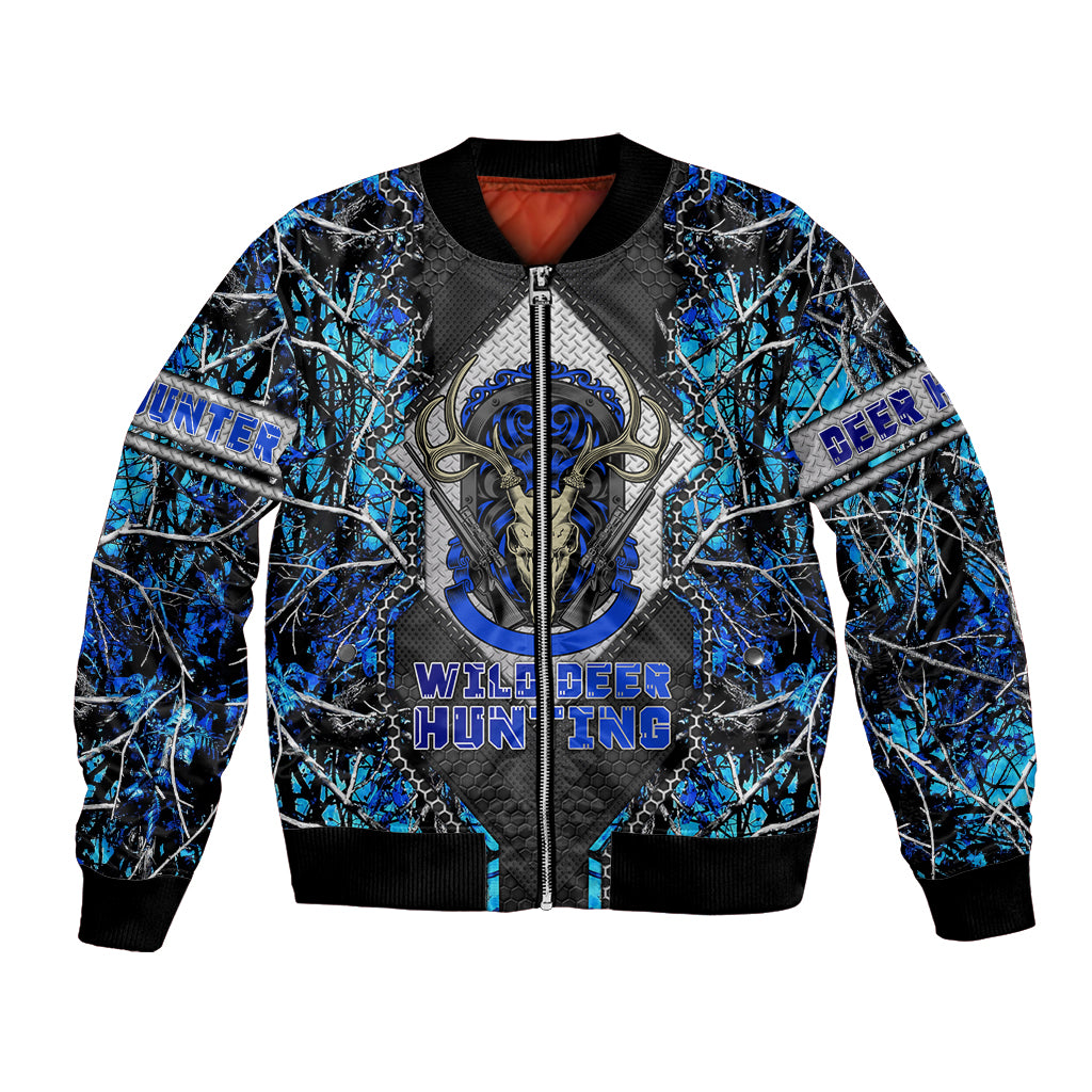 Wild Deer Hunting Bomber Jacket Skull Blue Art - Wonder Print Shop