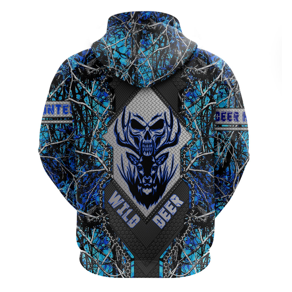 Wild Deer Hunting Hoodie Skull Blue Art - Wonder Print Shop