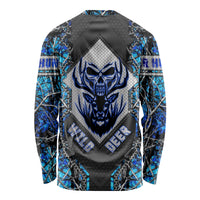 Wild Deer Hunting Long Sleeve Shirt Skull Blue Art - Wonder Print Shop