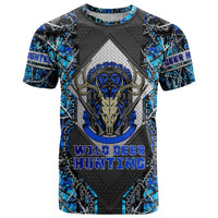 Wild Deer Hunting T Shirt Skull Blue Art - Wonder Print Shop