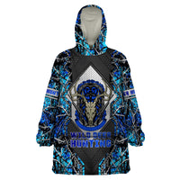 Wild Deer Hunting Wearable Blanket Hoodie Skull Blue Art - Wonder Print Shop