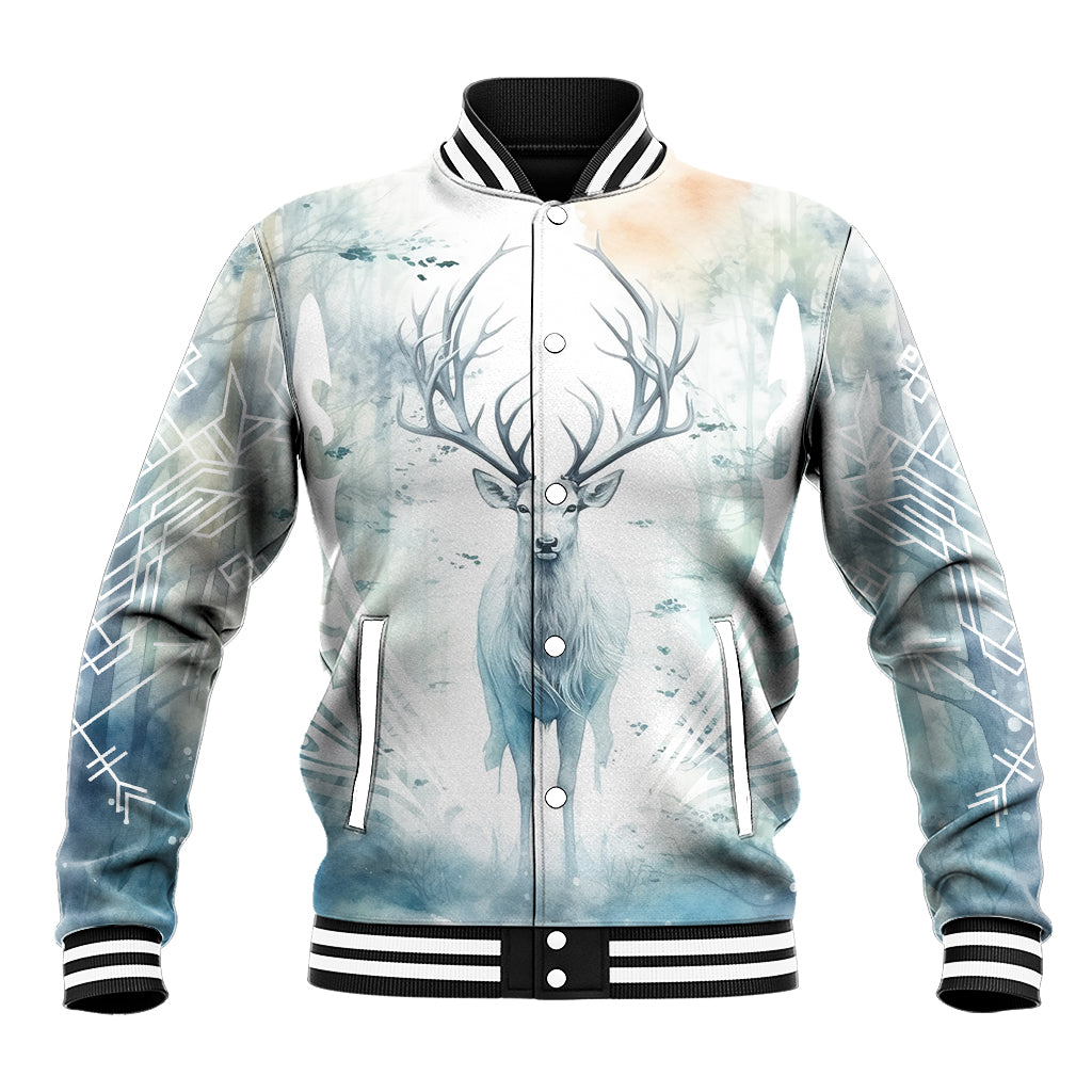 Thanks Deer For Life Baseball Jacket White Deer Watercolor Painting - Wonder Print Shop