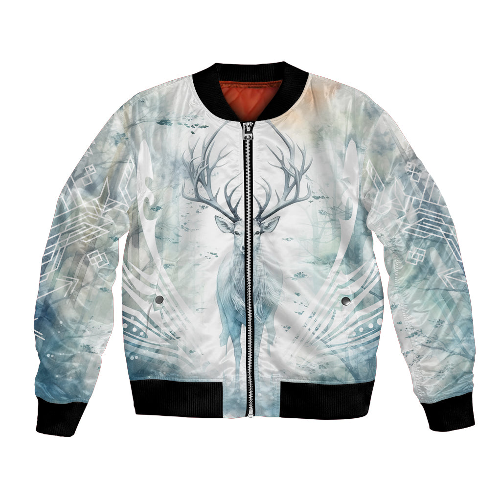 Thanks Deer For Life Bomber Jacket White Deer Watercolor Painting - Wonder Print Shop