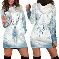 Thanks Deer For Life Hoodie Dress White Deer Watercolor Painting - Wonder Print Shop