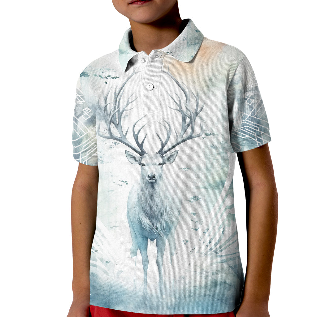 Thanks Deer For Life Kid Polo Shirt White Deer Watercolor Painting - Wonder Print Shop