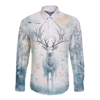 Thanks Deer For Life Long Sleeve Button Shirt White Deer Watercolor Painting - Wonder Print Shop