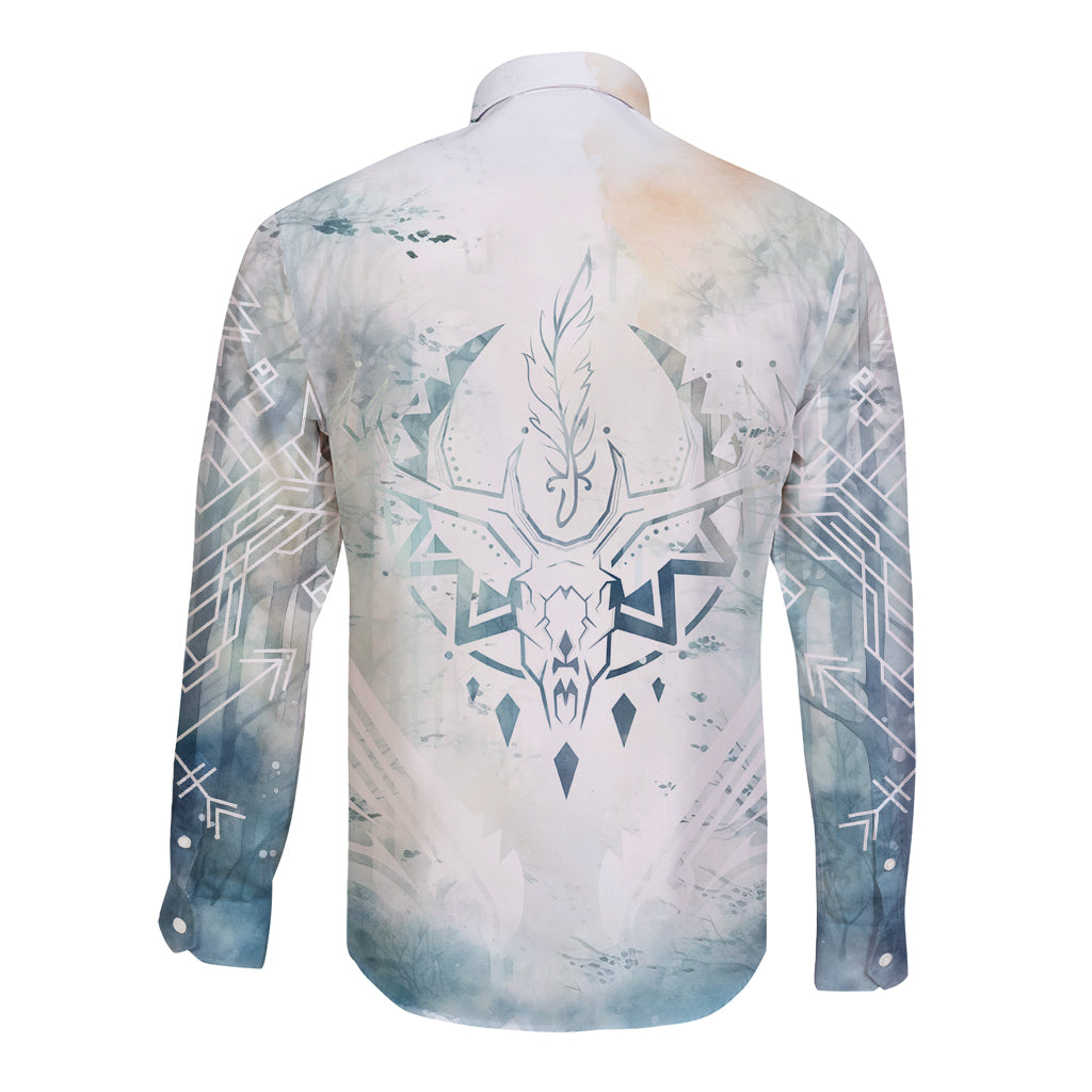 Thanks Deer For Life Long Sleeve Button Shirt White Deer Watercolor Painting - Wonder Print Shop