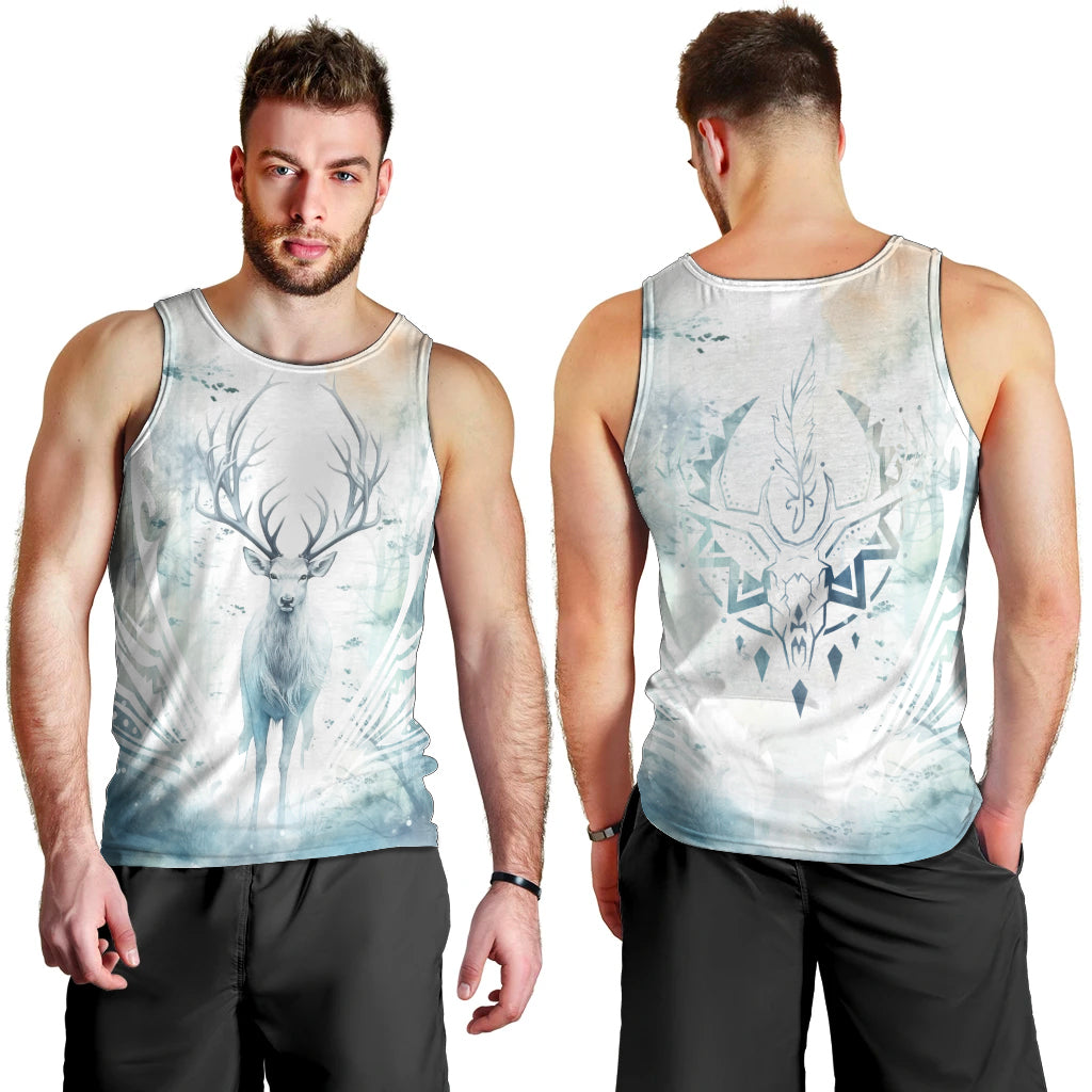 Thanks Deer For Life Men Tank Top White Deer Watercolor Painting - Wonder Print Shop