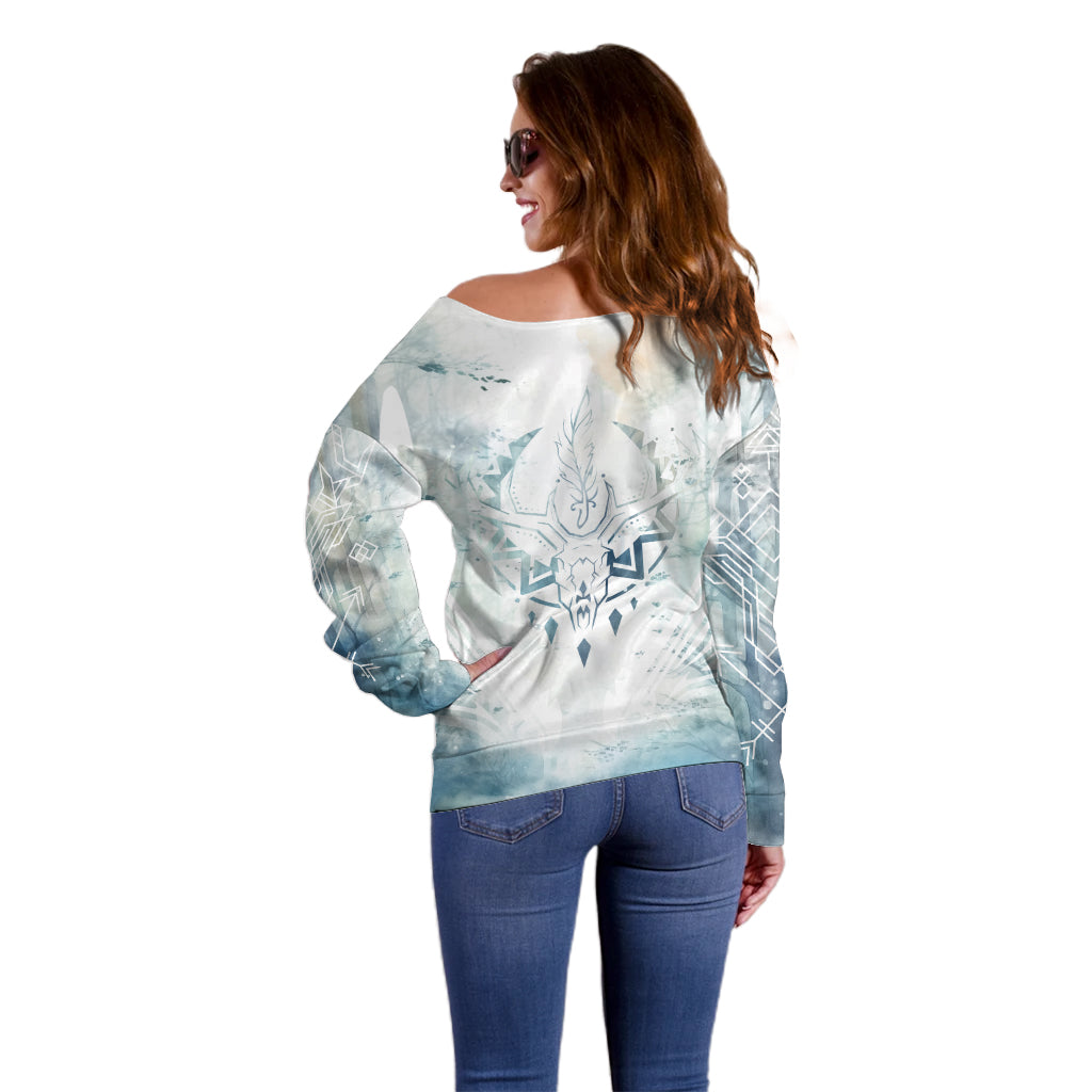 Thanks Deer For Life Off Shoulder Sweater White Deer Watercolor Painting - Wonder Print Shop