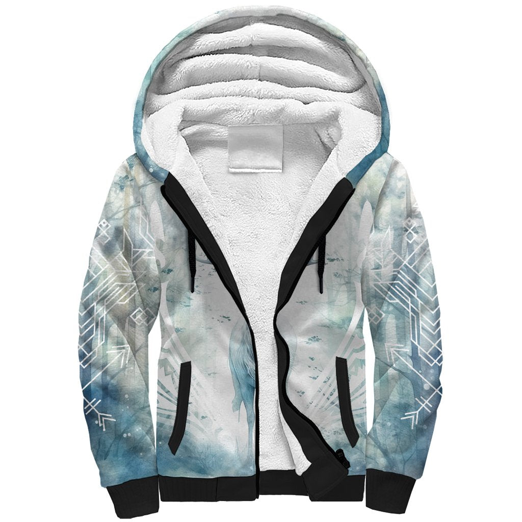 Thanks Deer For Life Sherpa Hoodie White Deer Watercolor Painting - Wonder Print Shop
