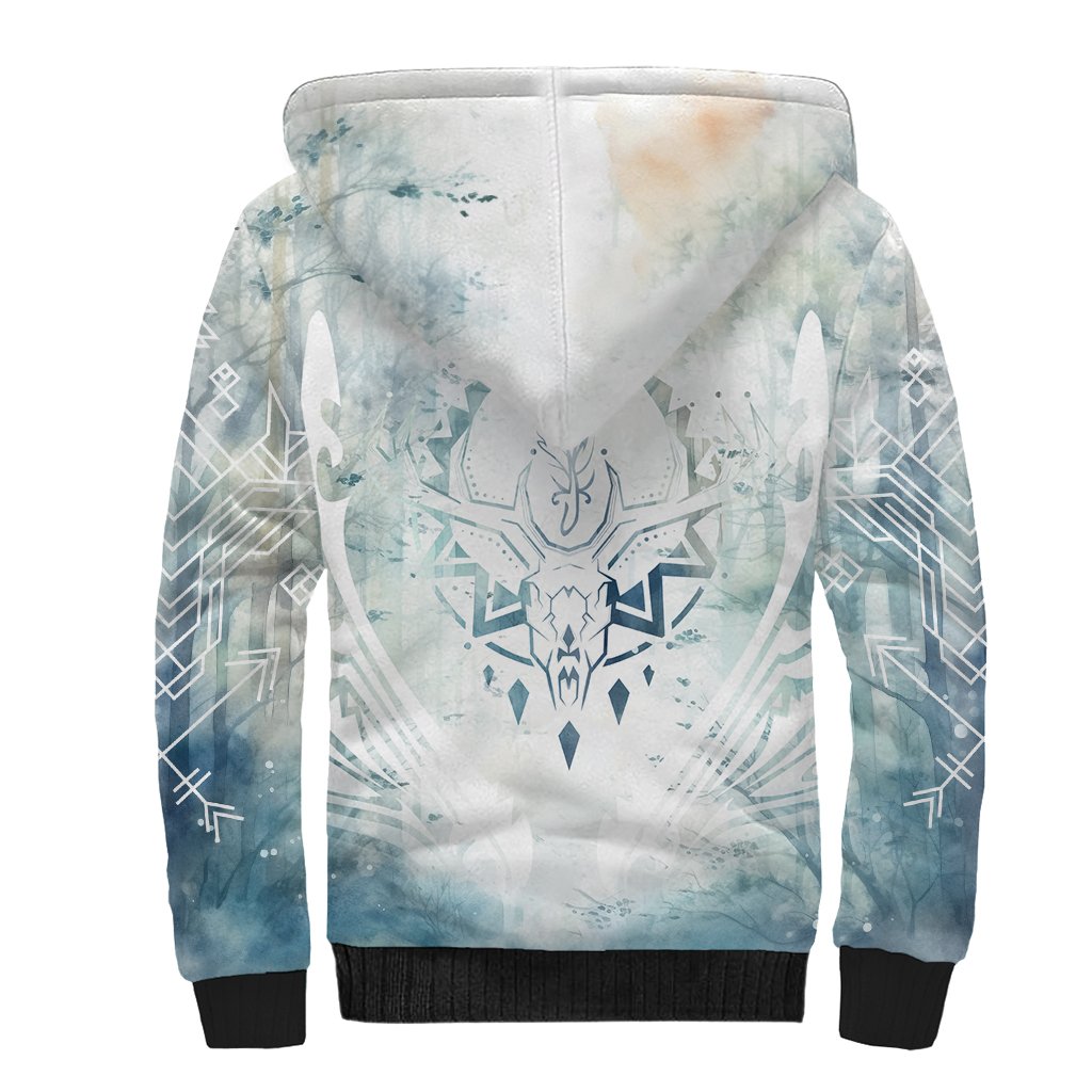 Thanks Deer For Life Sherpa Hoodie White Deer Watercolor Painting - Wonder Print Shop