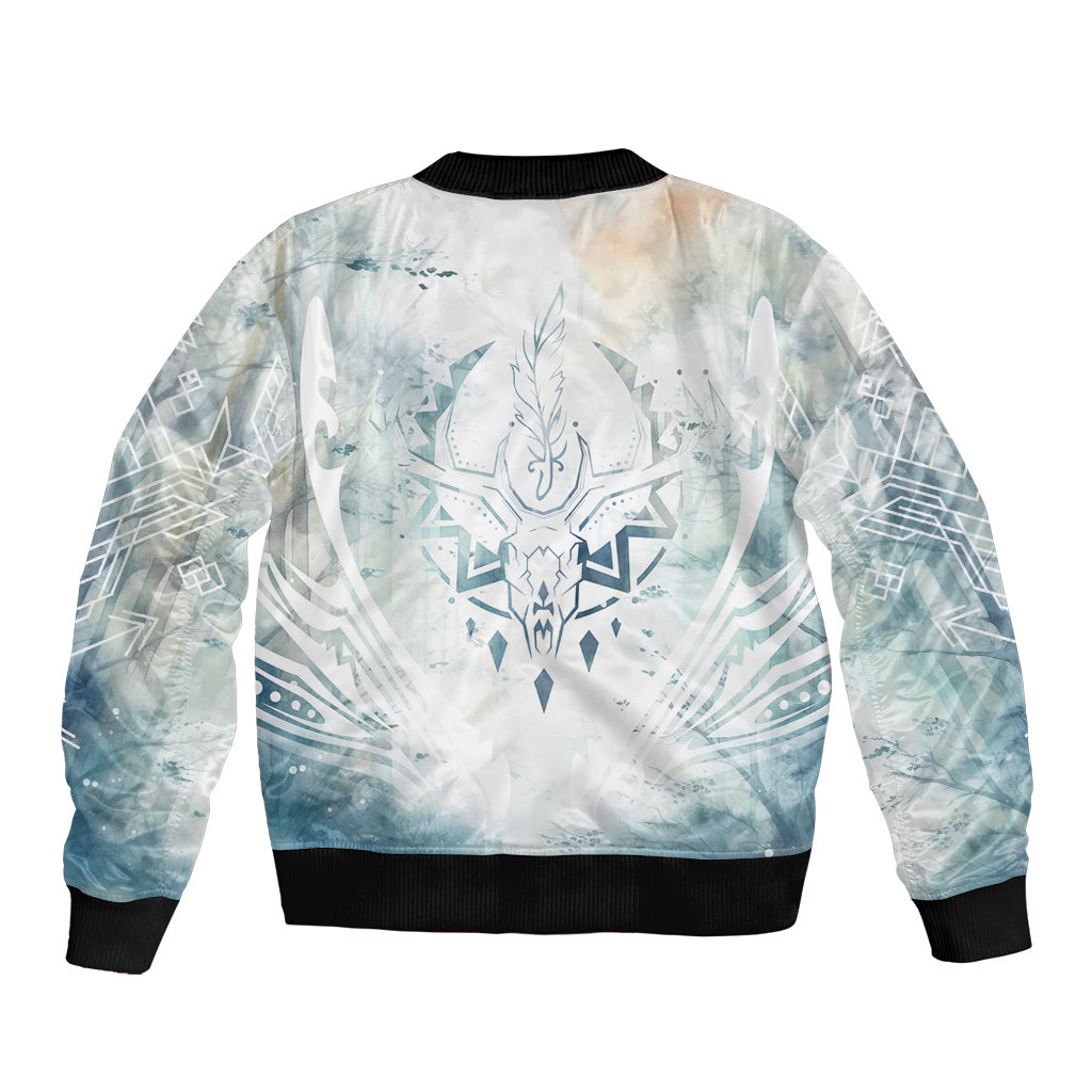 Thanks Deer For Life Sleeve Zip Bomber Jacket White Deer Watercolor Painting - Wonder Print Shop