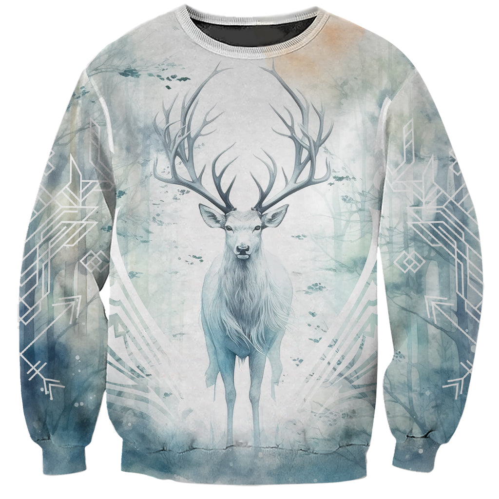 Thanks Deer For Life Sweatshirt White Deer Watercolor Painting - Wonder Print Shop