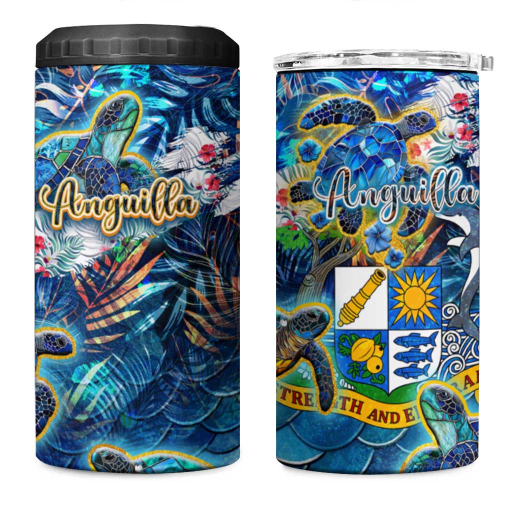 Anguilla 4 in 1 Can Cooler Tumbler Sea Turtle Tropical Pattern